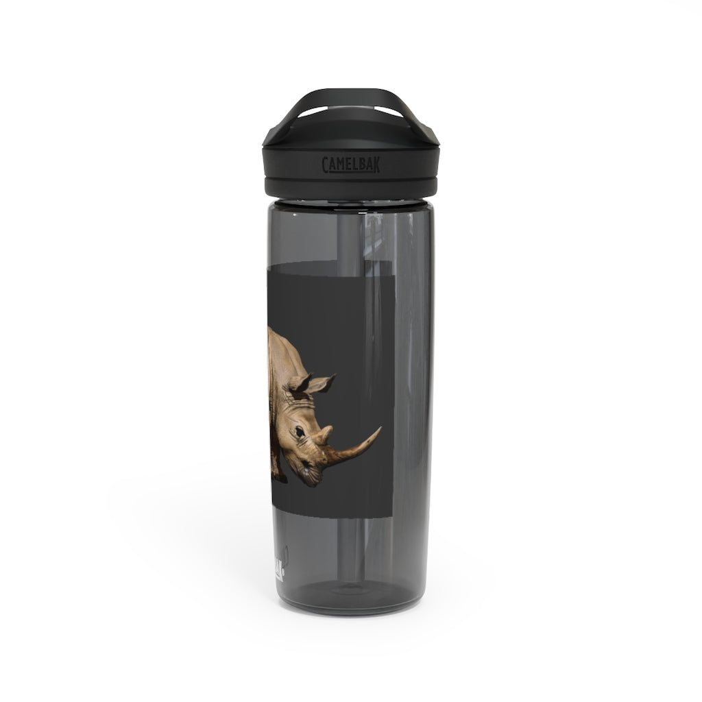 Rhino CamelBak Eddy® Water Bottle in 20oz and 25oz sizes, showcasing its durable Tritan™ material and spill-proof design.